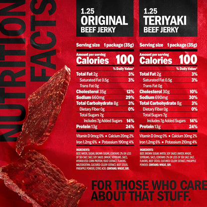 Jack Link's Beef Jerky Variety Pack - Includes Original and Teriyaki Jerky, Bulk Protein Snack Pack