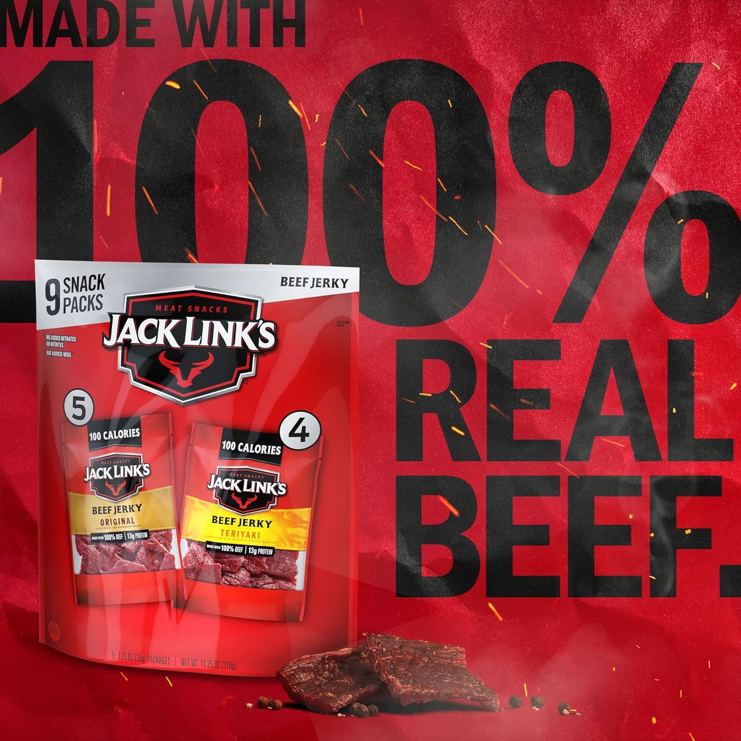 Jack Link's Beef Jerky Variety Pack - Includes Original and Teriyaki Jerky, Bulk Protein Snack Pack