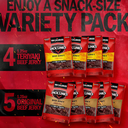 Jack Link's Beef Jerky Variety Pack - Includes Original and Teriyaki Jerky, Bulk Protein Snack Pack